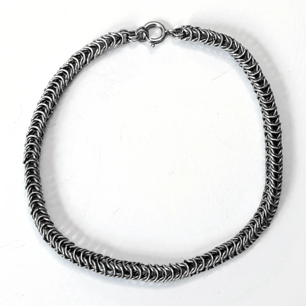 Vintage Sterling Silver Chainmaille Box Chain Unisex Bracelet/Ankle Bracelet - Picture 2 of 8